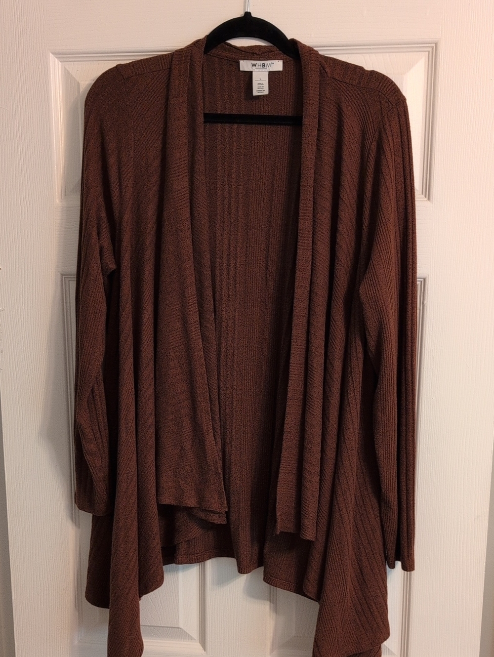 White House Black Market Brown Open-Front Draped Cardigan